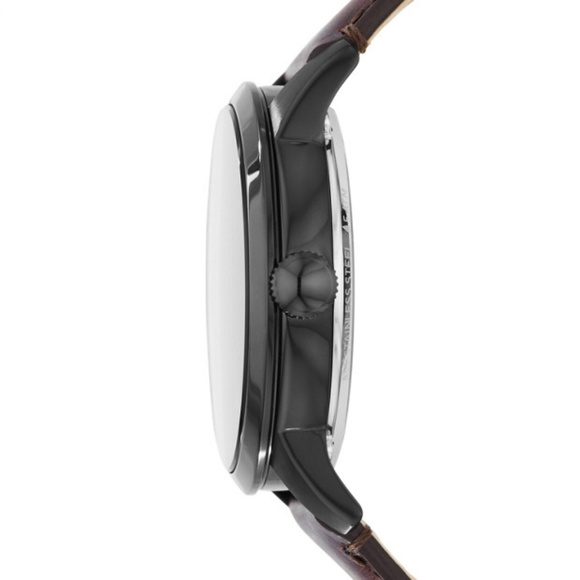 TOWNSMAN AUTOMATIC DARK BROWN LEATHER WATCH - Picture 2 of 3